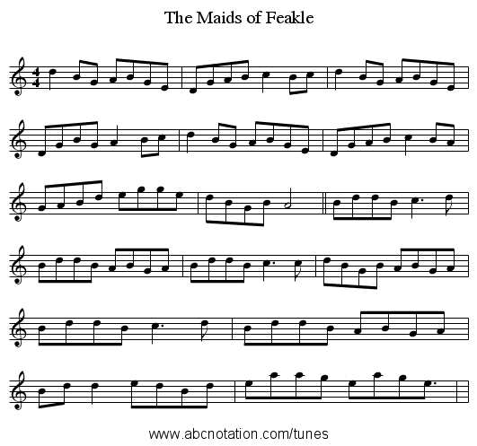 The Maids of Feakle - staff notation