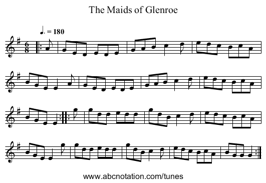 The Maids of Glenroe - staff notation