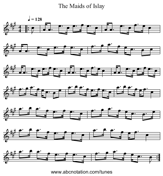 The Maids of Islay - staff notation