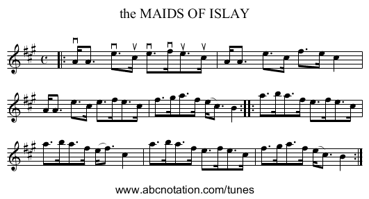 the MAIDS OF ISLAY - staff notation