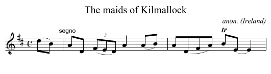 The maids of Kilmallock - staff notation