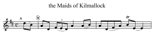 the Maids of Kilmallock - staff notation
