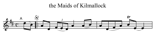 the Maids of Kilmallock - staff notation