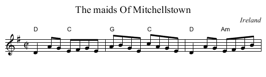 The maids Of Mitchellstown - staff notation