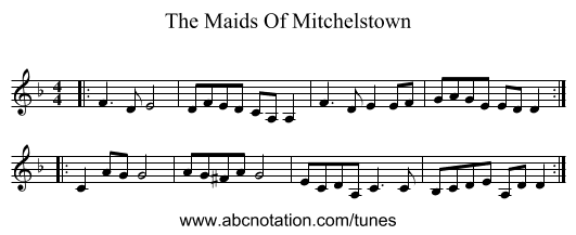 The Maids Of Mitchelstown - staff notation
