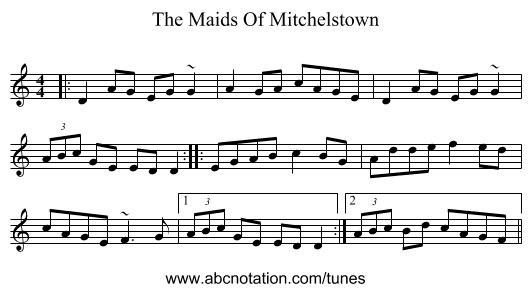 The Maids Of Mitchelstown - staff notation