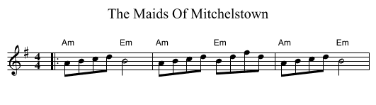 The Maids Of Mitchelstown - staff notation