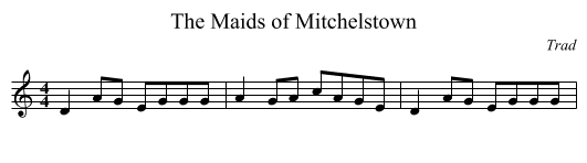 The Maids of Mitchelstown - staff notation