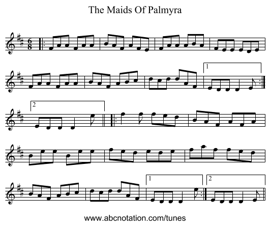 The Maids Of Palmyra - staff notation