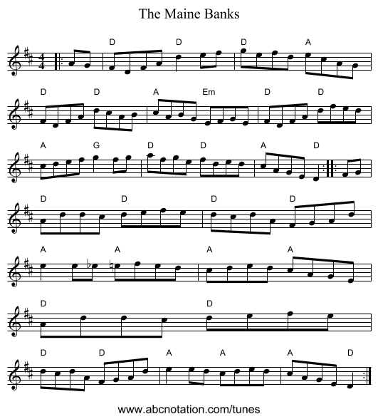 The Maine Banks - staff notation