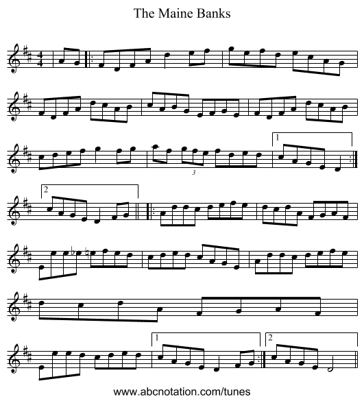 The Maine Banks - staff notation