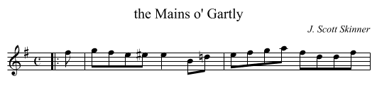 the Mains o' Gartly - staff notation