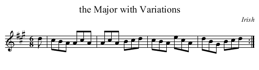 the Major with Variations - staff notation