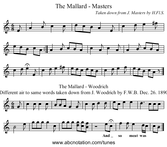 The Mallard - Masters - staff notation