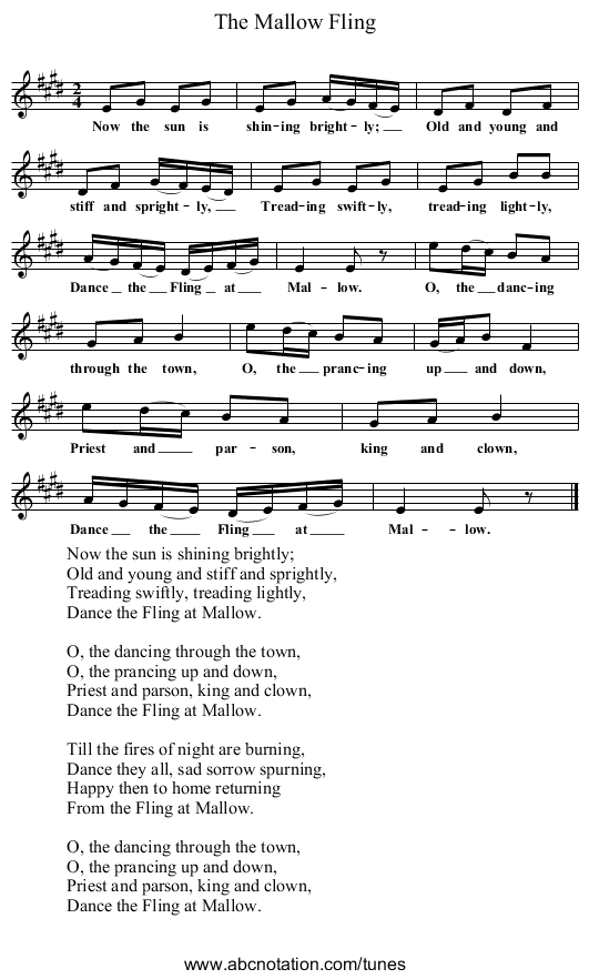 The Mallow Fling - staff notation