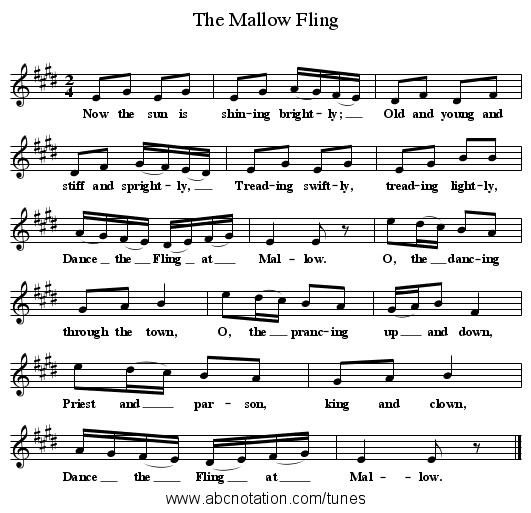 The Mallow Fling - staff notation