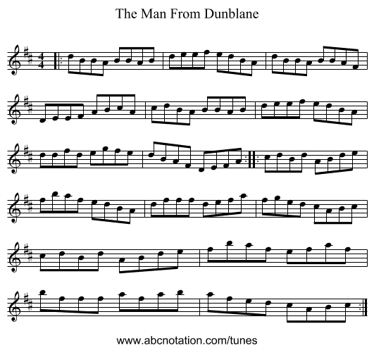 The Man From Dunblane - staff notation