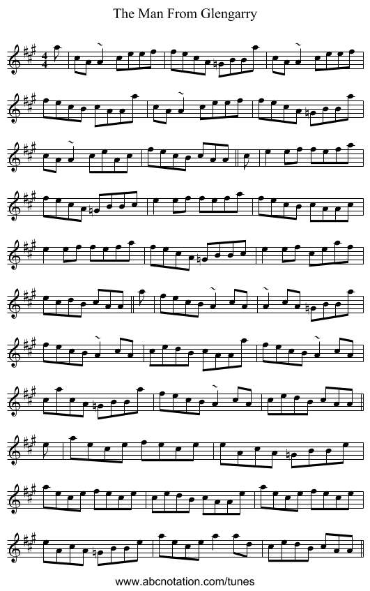 The Man From Glengarry - staff notation