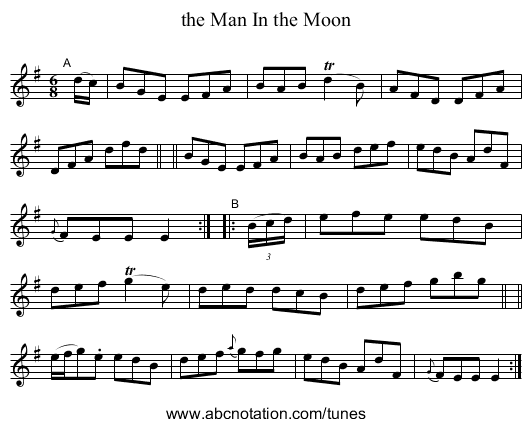 the Man In the Moon - staff notation