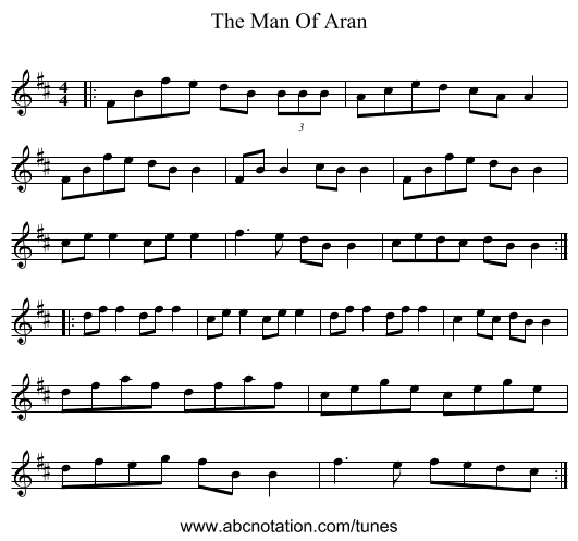 The Man Of Aran - staff notation