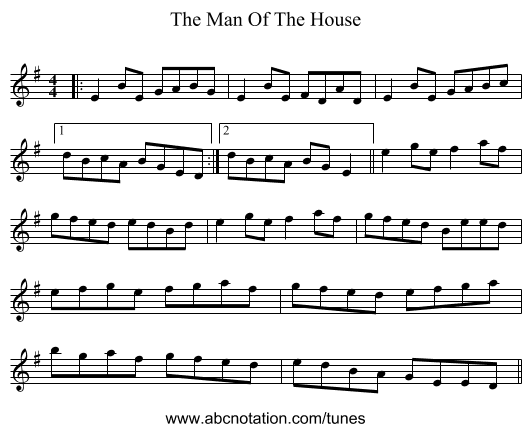 The Man Of The House - staff notation