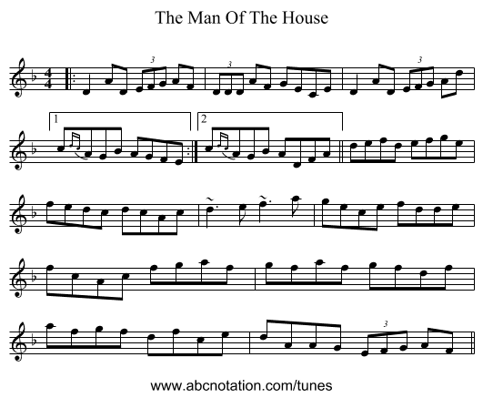 The Man Of The House - staff notation