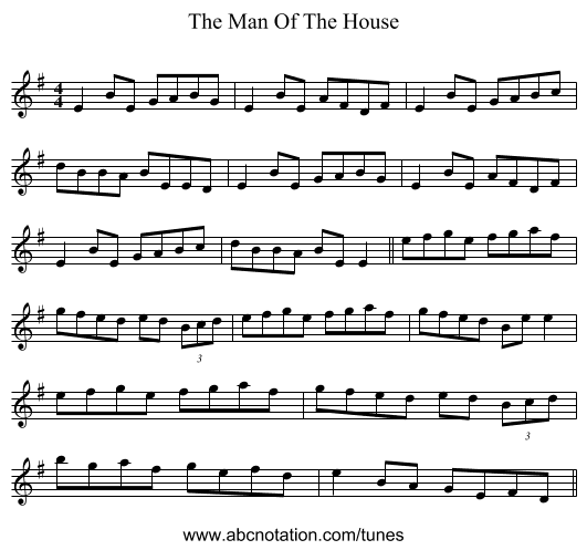 The Man Of The House - staff notation