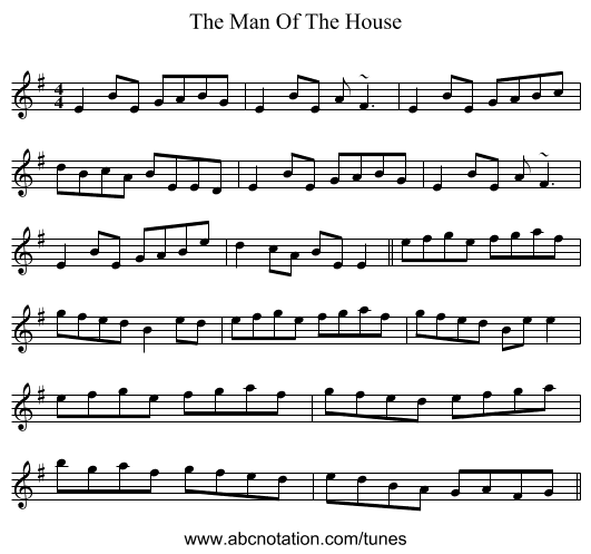 The Man Of The House - staff notation