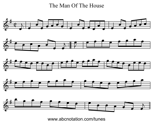 The Man Of The House - staff notation