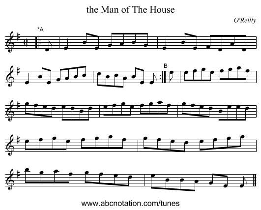 the Man of The House - staff notation