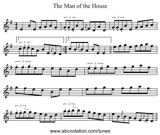 The Man of the House - staff notation