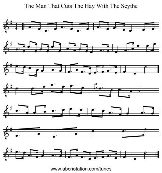 The Man That Cuts The Hay With The Scythe - staff notation