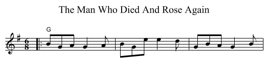 The Man Who Died And Rose Again - staff notation
