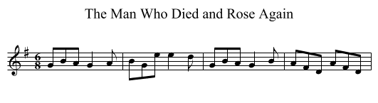 The Man Who Died and Rose Again - staff notation