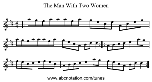 The Man With Two Women - staff notation