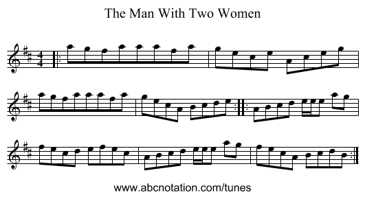 The Man With Two Women - staff notation