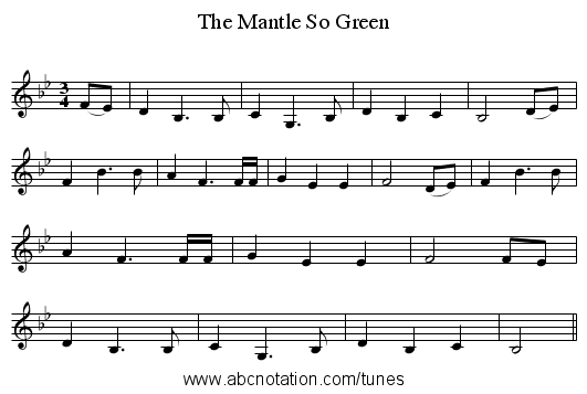 The Mantle So Green - staff notation