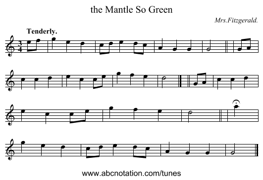 the Mantle So Green - staff notation