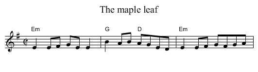 The maple leaf - staff notation