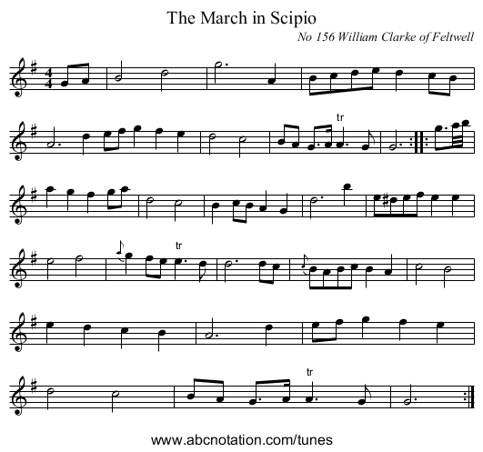 The March in Scipio - staff notation