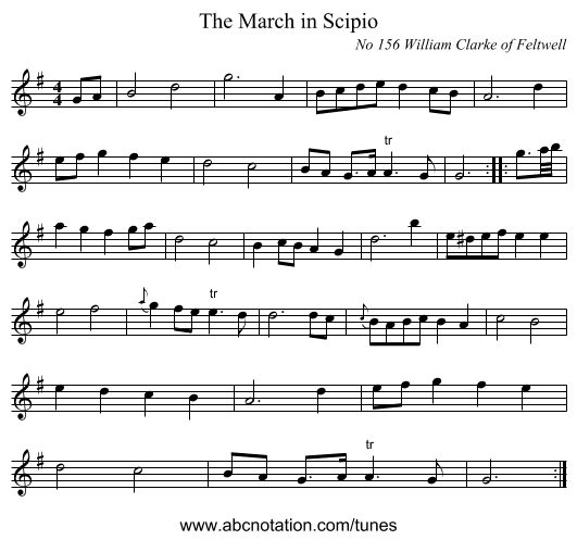 The March in Scipio - staff notation