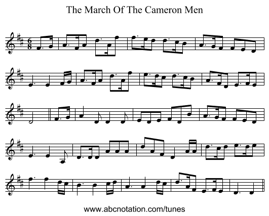 The March Of The Cameron Men - staff notation