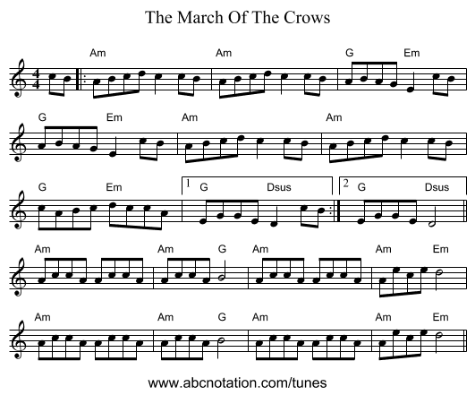 The March Of The Crows - staff notation