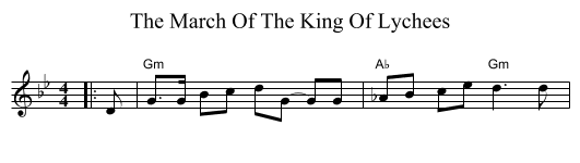 The March Of The King Of Lychees - staff notation