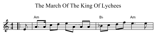 The March Of The King Of Lychees - staff notation