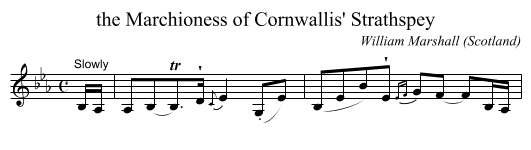 the Marchioness of Cornwallis' Strathspey - staff notation