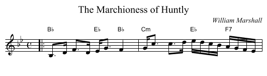 The Marchioness of Huntly - staff notation
