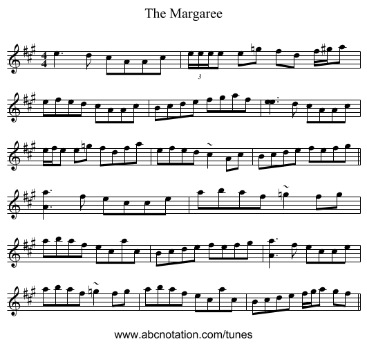 The Margaree - staff notation