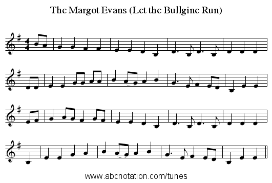 The Margot Evans (Let the Bullgine Run) - staff notation