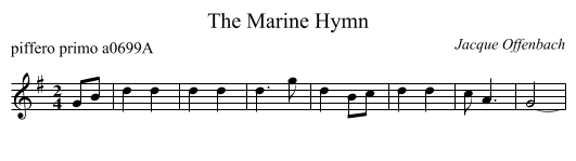 The Marine Hymn - staff notation